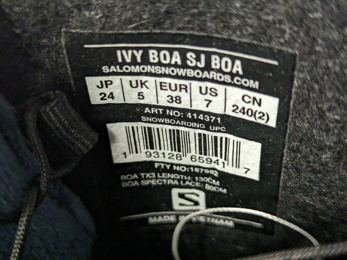 Salomon Ivy Boa SJ Boa Snowboard Boots Size 7 Color Blue Condition Used