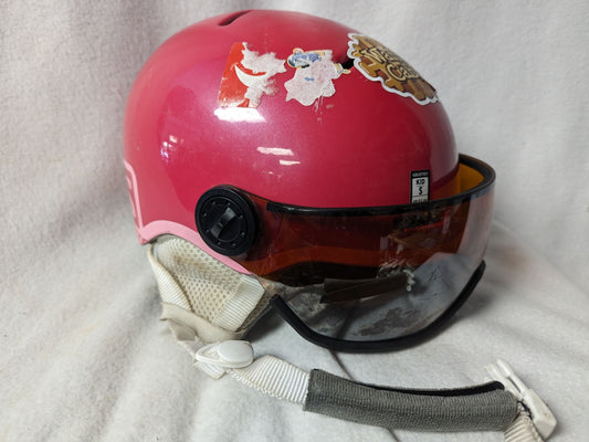 Salomon Vented Ski/Snowboard Helmet with Goggles attached Size Kid Small Color Pink Condition Used