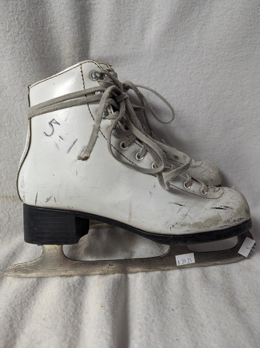 Lake Placid Figure Ice Skates Size 5 Color White Condition Used