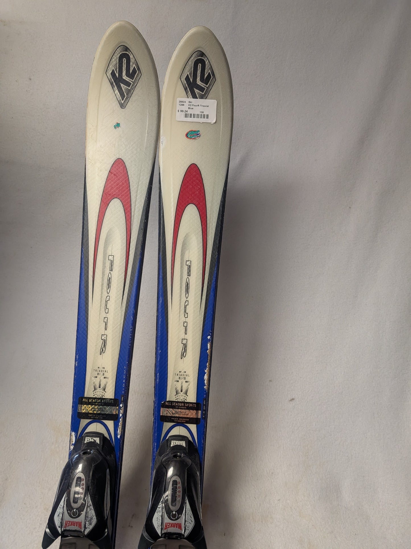 K2 FourR Triaxial Skis Juvy w/Marker M1000 Bindings Size 135 Cm Color
