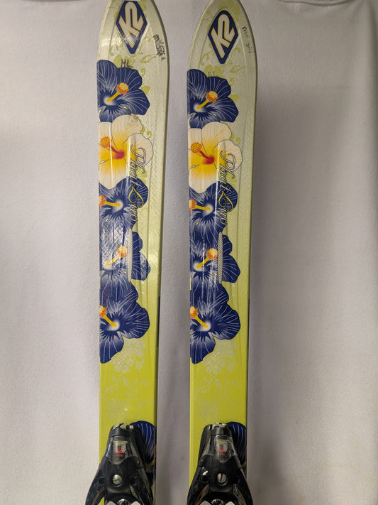 K2 Phat Luv Skis Salomon S810TI Bindings 160 cm Green Used