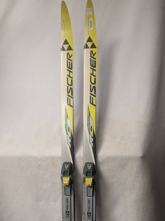 Classic Cross Country Fischer XC Skis NNN Profil Bindings Size 120 Cm Yellow Used