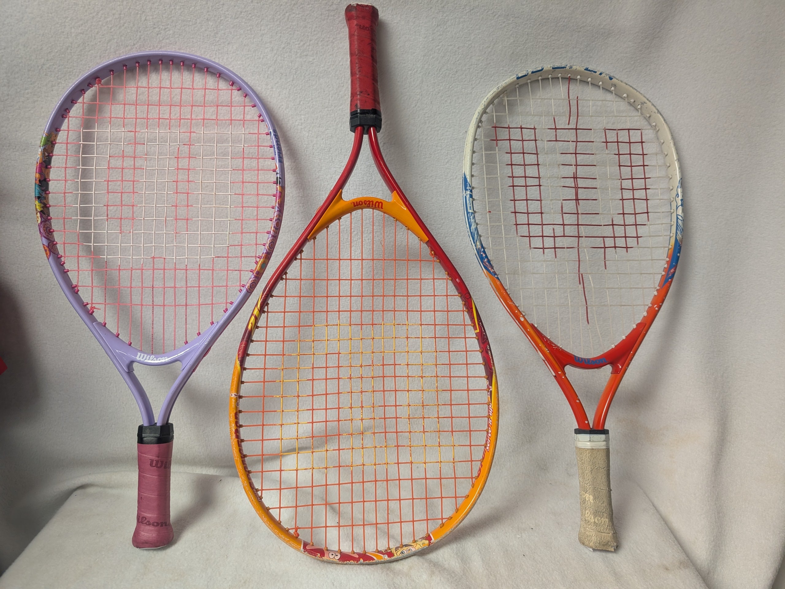 Assorted Rackets Assorted Tennis Racket, Varous Sizes, Colors, Used. One Piece ...