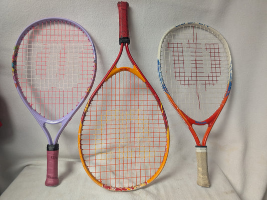 Assorted Tennis Racket, Varous Sizes,  Colors, Used.  One Piece.