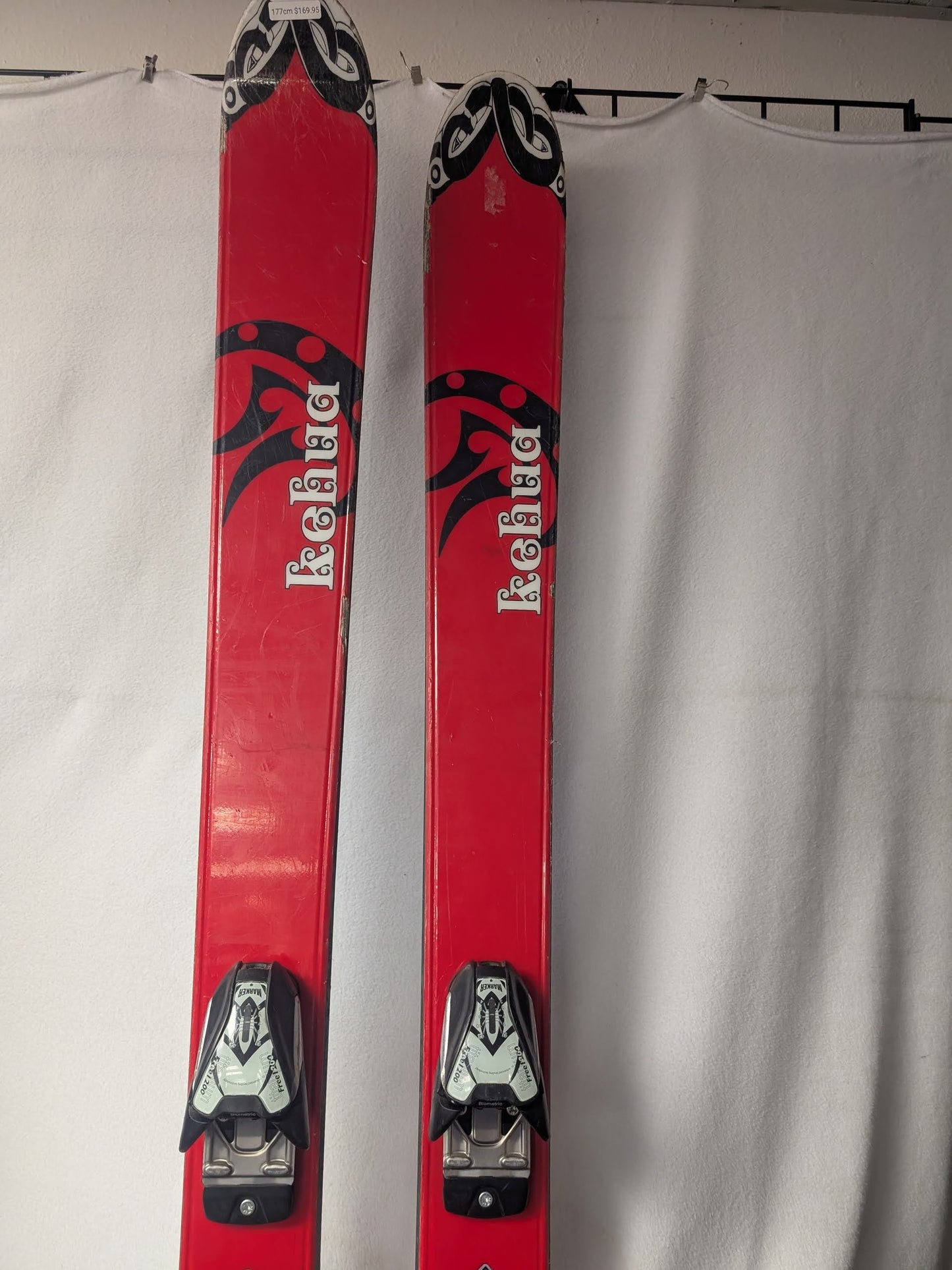 Fischer Kehua 92 Skis Marker Free1200 Bindings Size 177 Cm Red Used