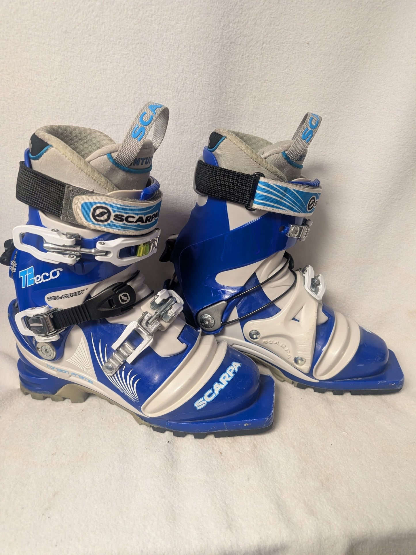 Scarpa T2 Eco Telemark Ski Boots Size 24 Color Blue Condition Used XC