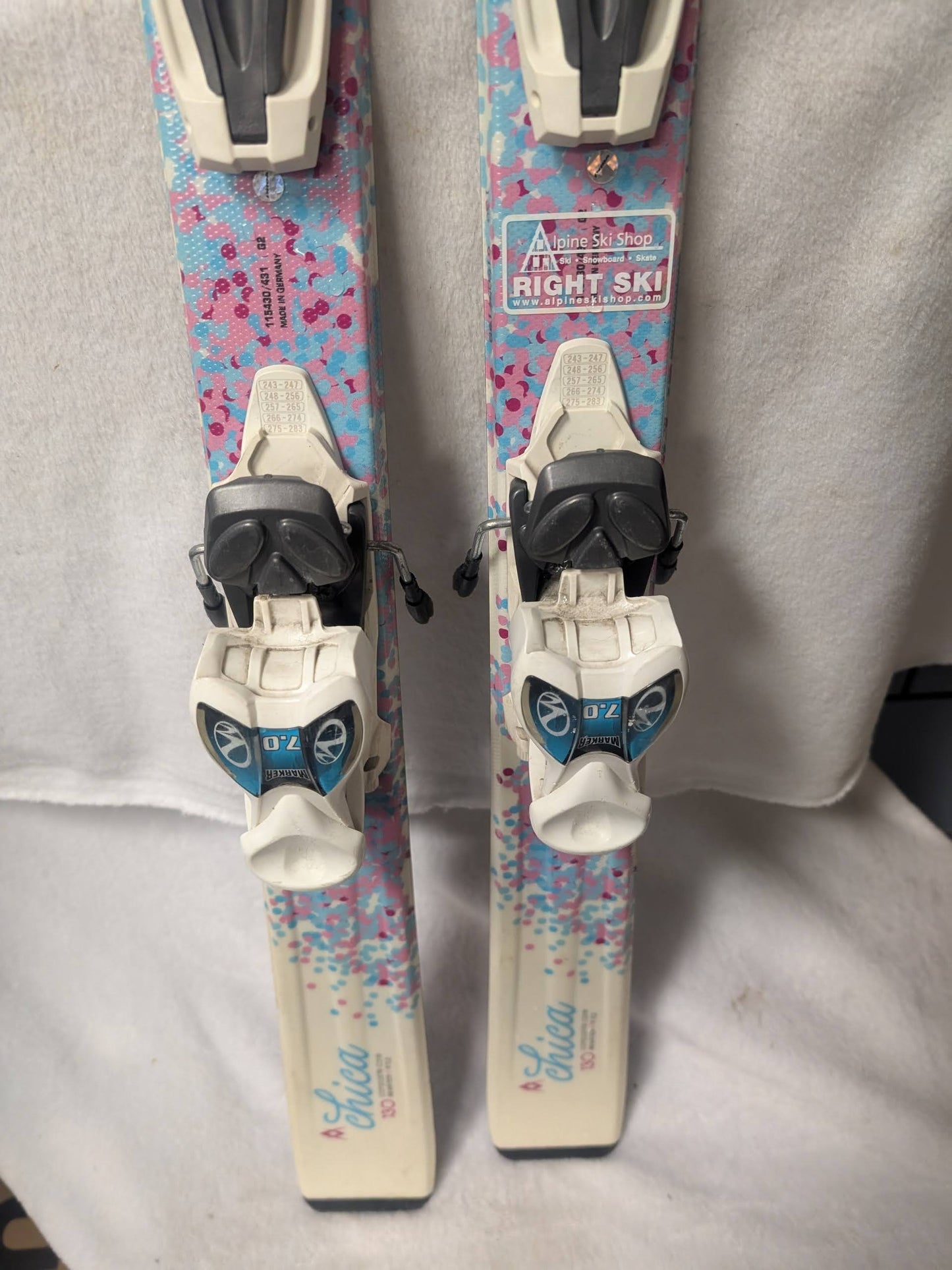 Volkl Chica Skis Marker 7.0 Bindings 130Cm Color White Condition Used