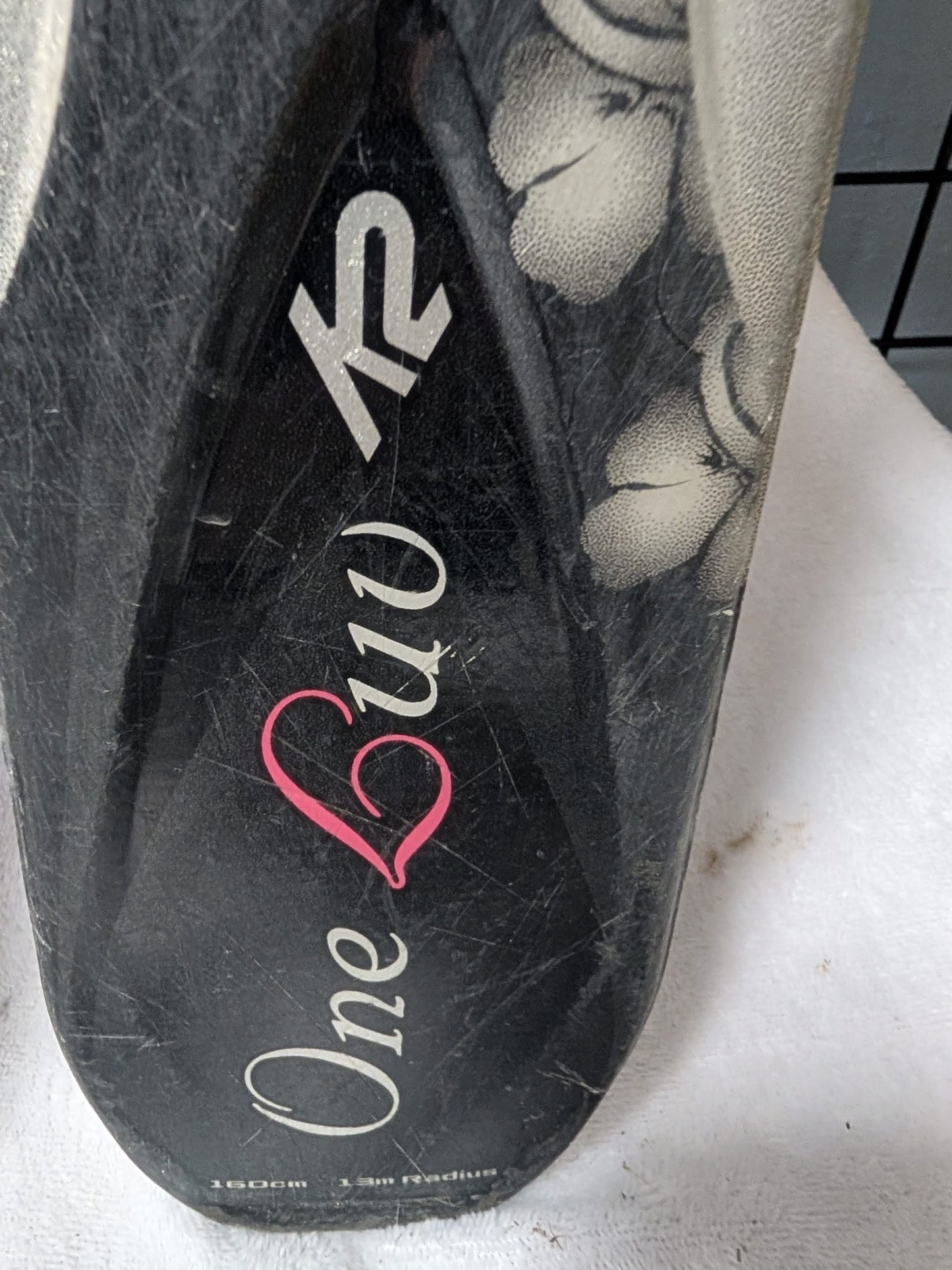 K2 One Luv Skis w/Marker Mod 11.0 Bindings Size 160 Cm Color Black Used