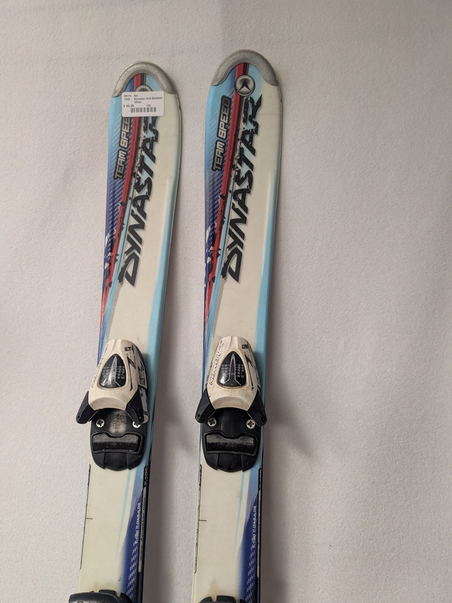Dynastar Team Speed Skis TZ5 Bindings Size 100 Cm Color White Condition Used
