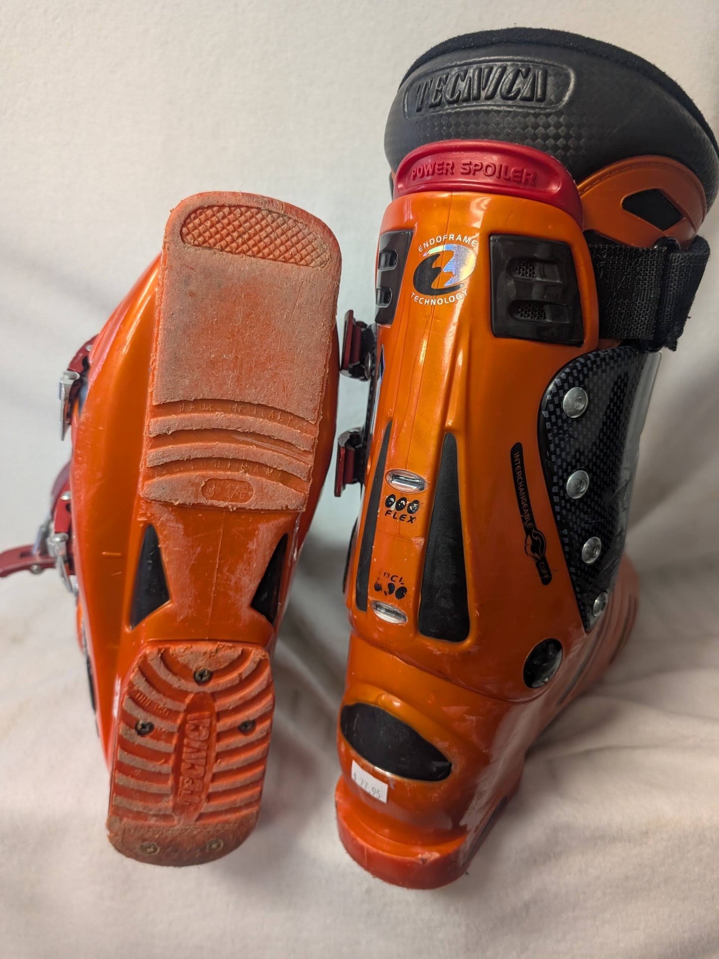 Tecnica Icon TNT Carbon Ski Boots Size 27.5 Color Orange Condition Used