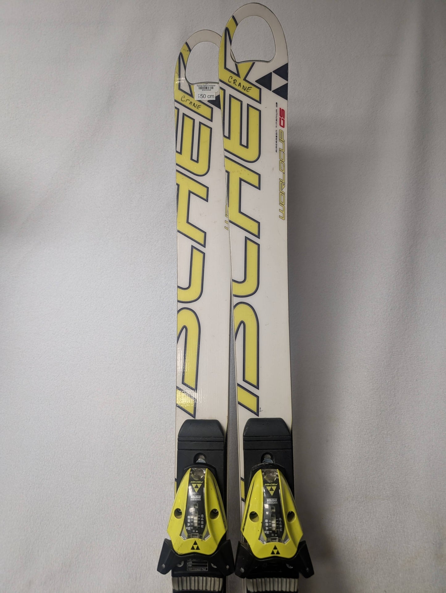 Fischer WorldCup GS Skis RC4 Bindings 150 cm Yellow Used