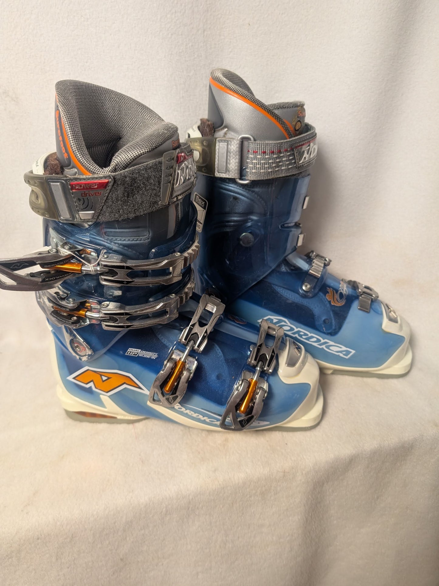 Nordica Olympia Sm10 Women's Ski Boots Size 25.5 Color Blue Condition Used