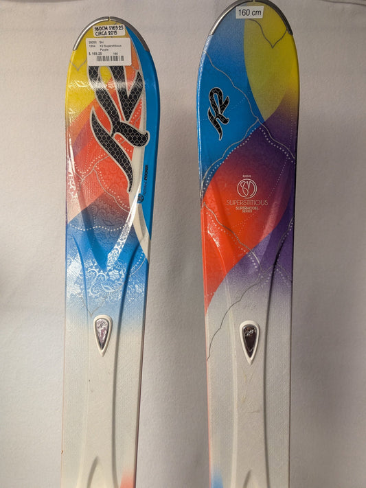 K2 Superstitious 88 Skis Marker Bindings Size 160 Cm Color Purple Used