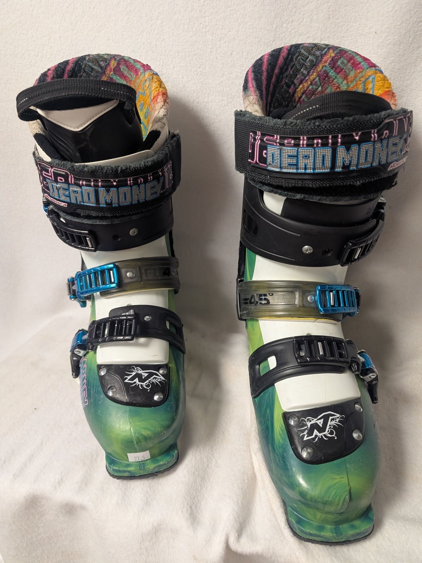 Nordica Dead Money Ski Boots Size 27.5 Color Green Condition Used