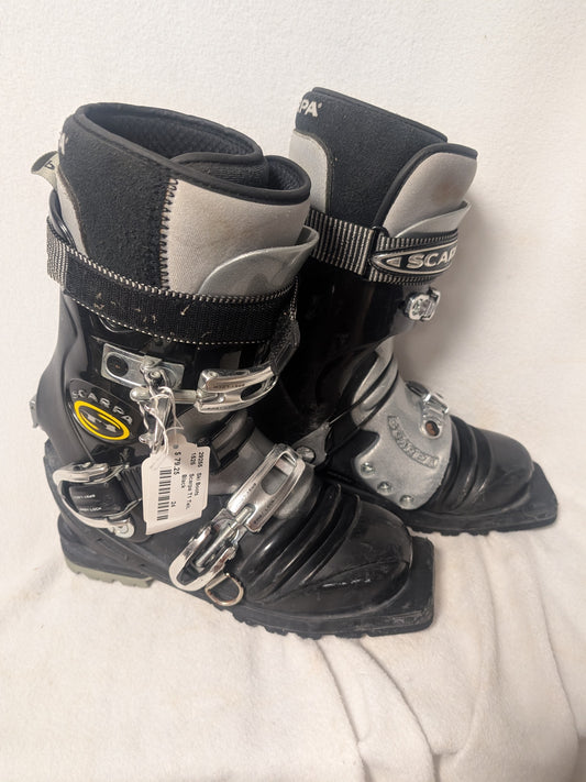 Scarpa T1 Telemark Ski Boots Size 24 Color Black Condition Used XC