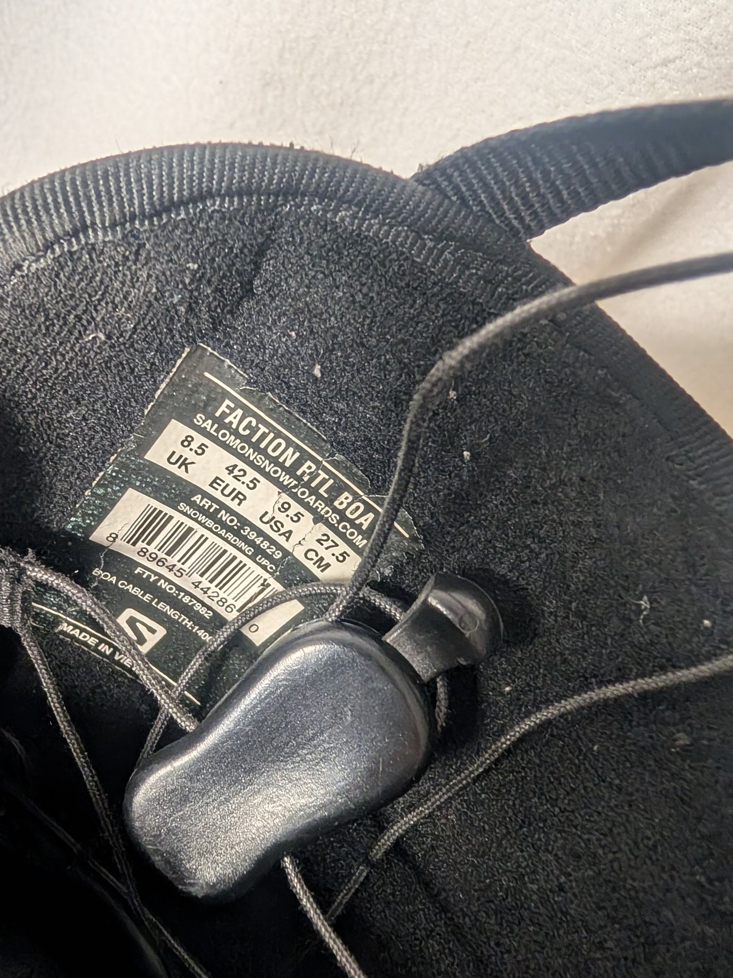 Salomon Faction RTL Boa Snowboard Boots Size 9.5 Black Used