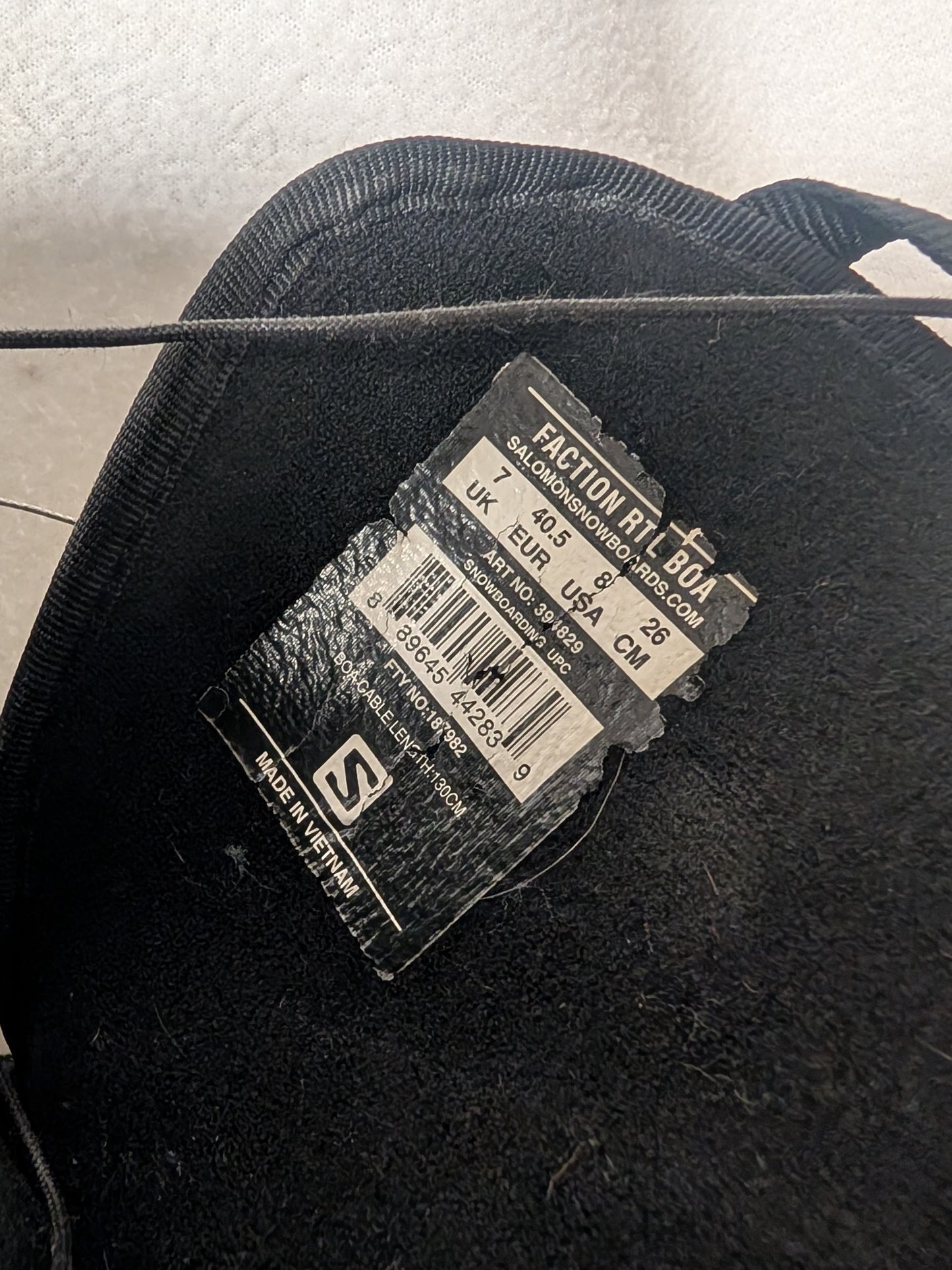 Salomon Faction RTL Boa Snowboard Boots Size 8 Black Used