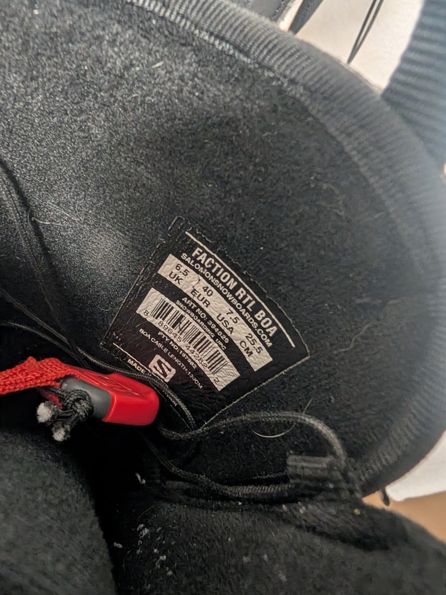 Salomon Faction RTL Boa Snowboard Boots Size 7.5 Black Used