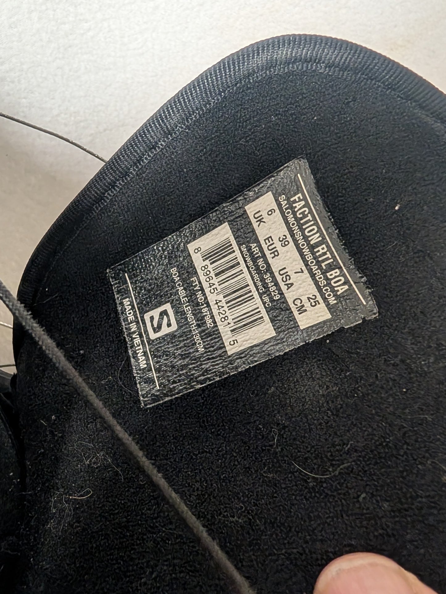 Salomon Faction RTL Boa Snowboard Boots Size 7 Black Used