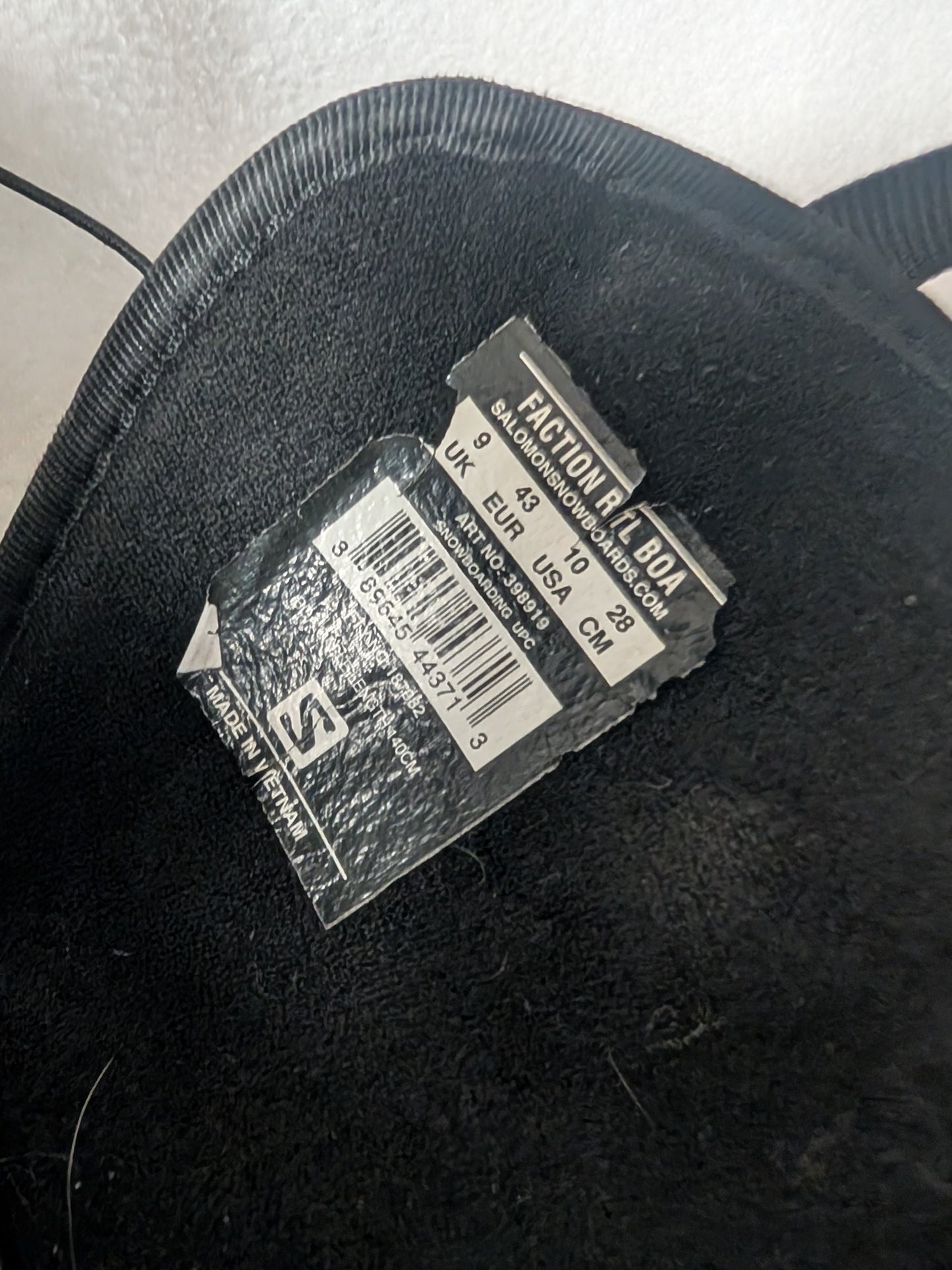 Salomon Faction RTL Boa Snowboard Boots Size 10 Black Used