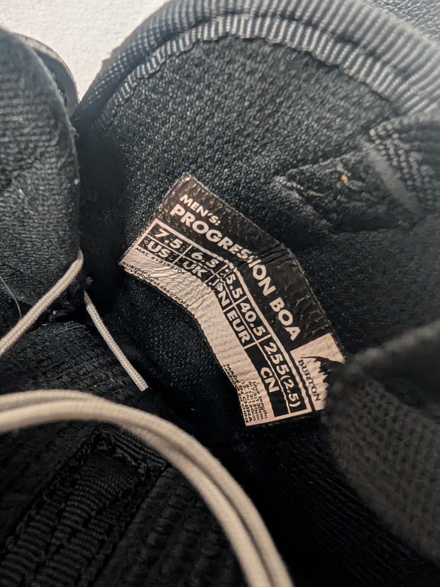 Burton Boa Progression Snowboard Boots Size 7.5 Black Used