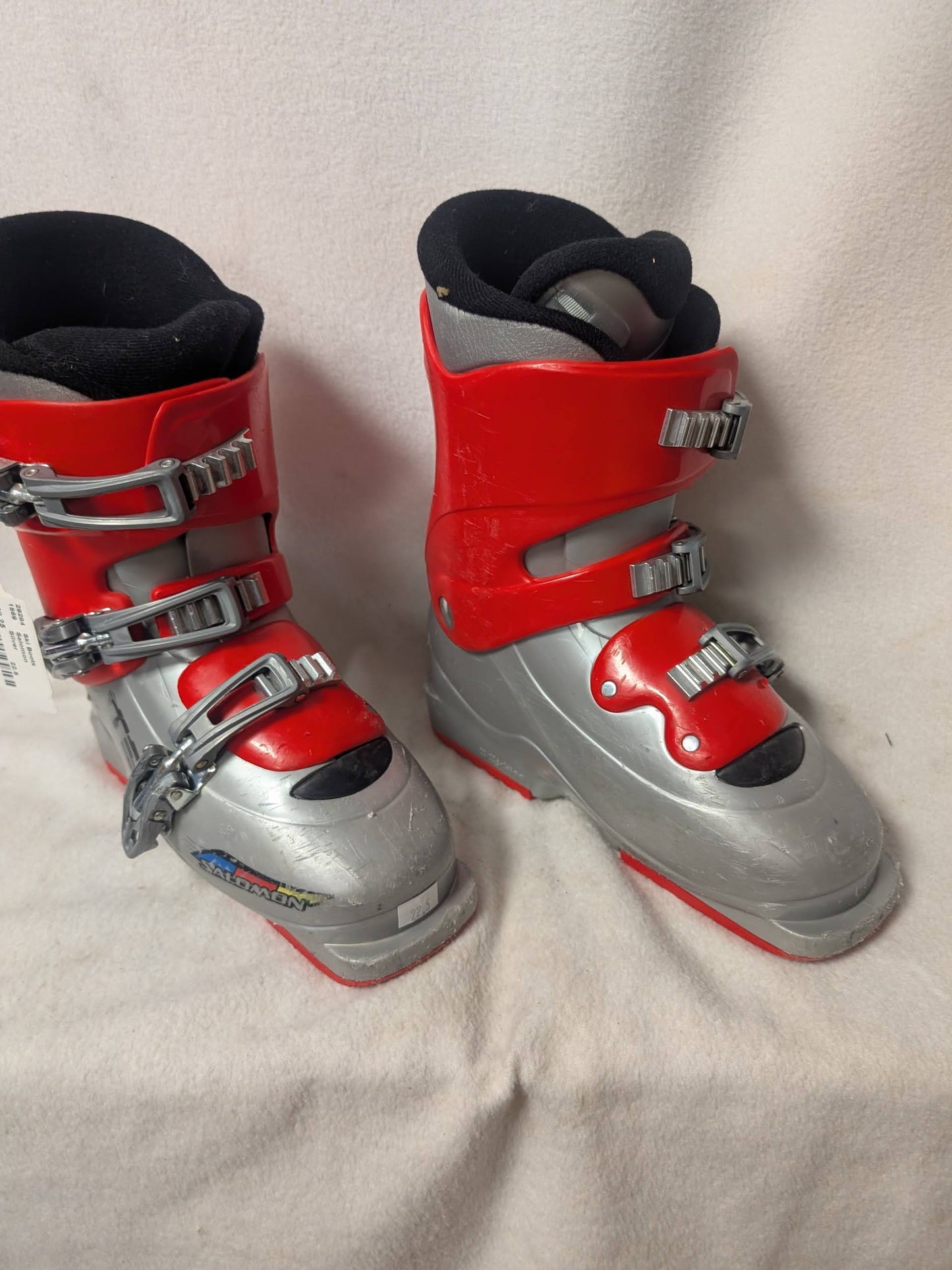 Salomon Youth Ski Boots Size 22.5 Color Red Used