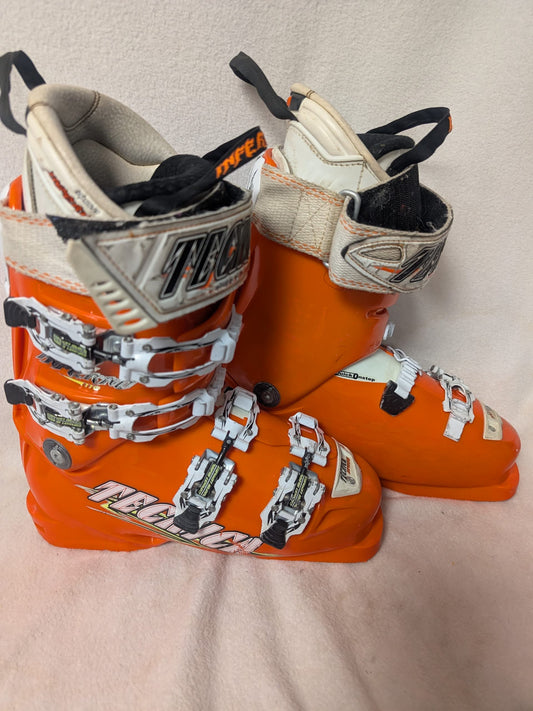 Tecnica Diablo Inferno 110 Youth Race Ski Boots Size 22.5 Orange Used