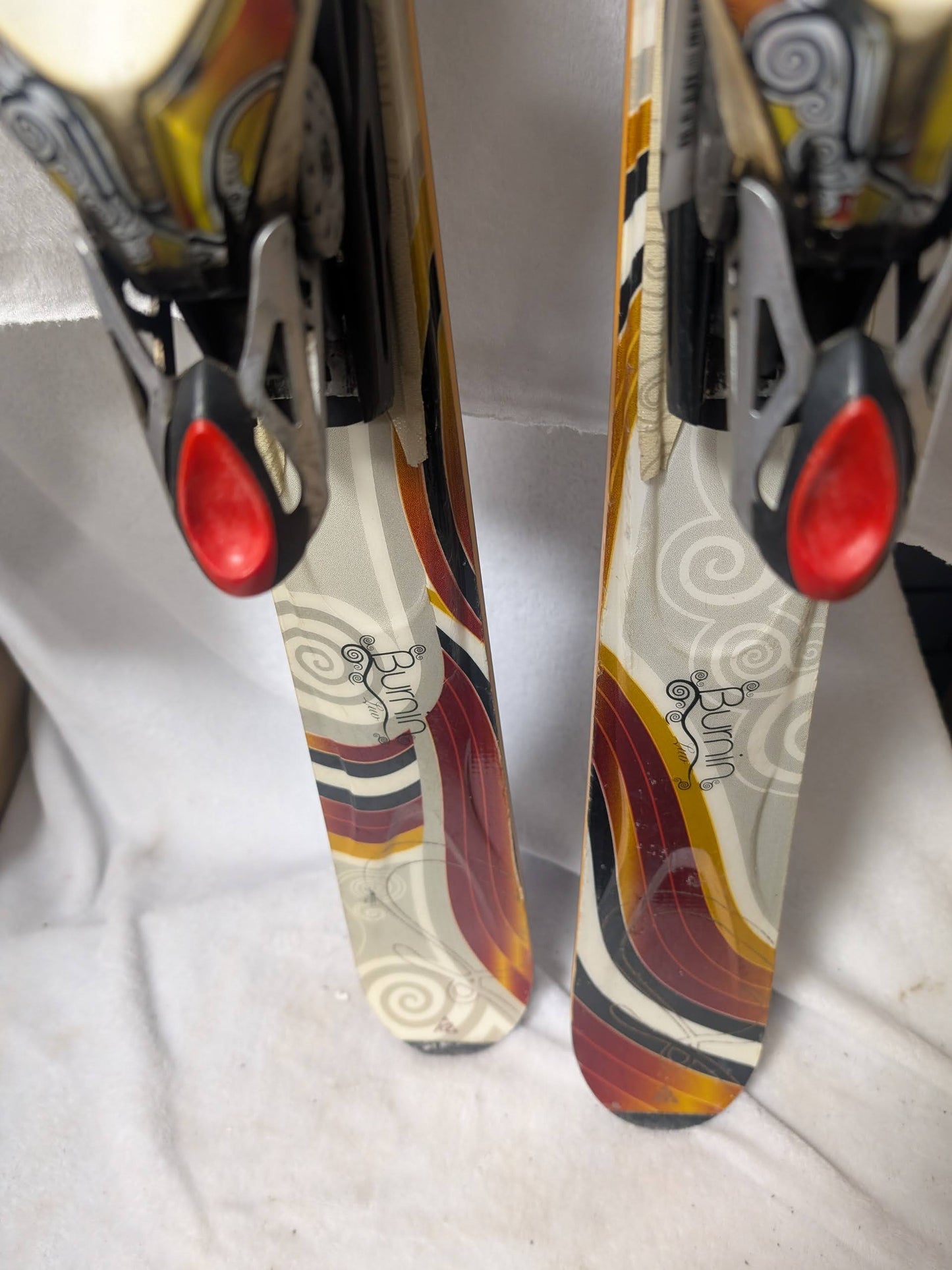 K2 Burnin Luv Skis w/Marker Bindings Size 156 Cm Color Red Used