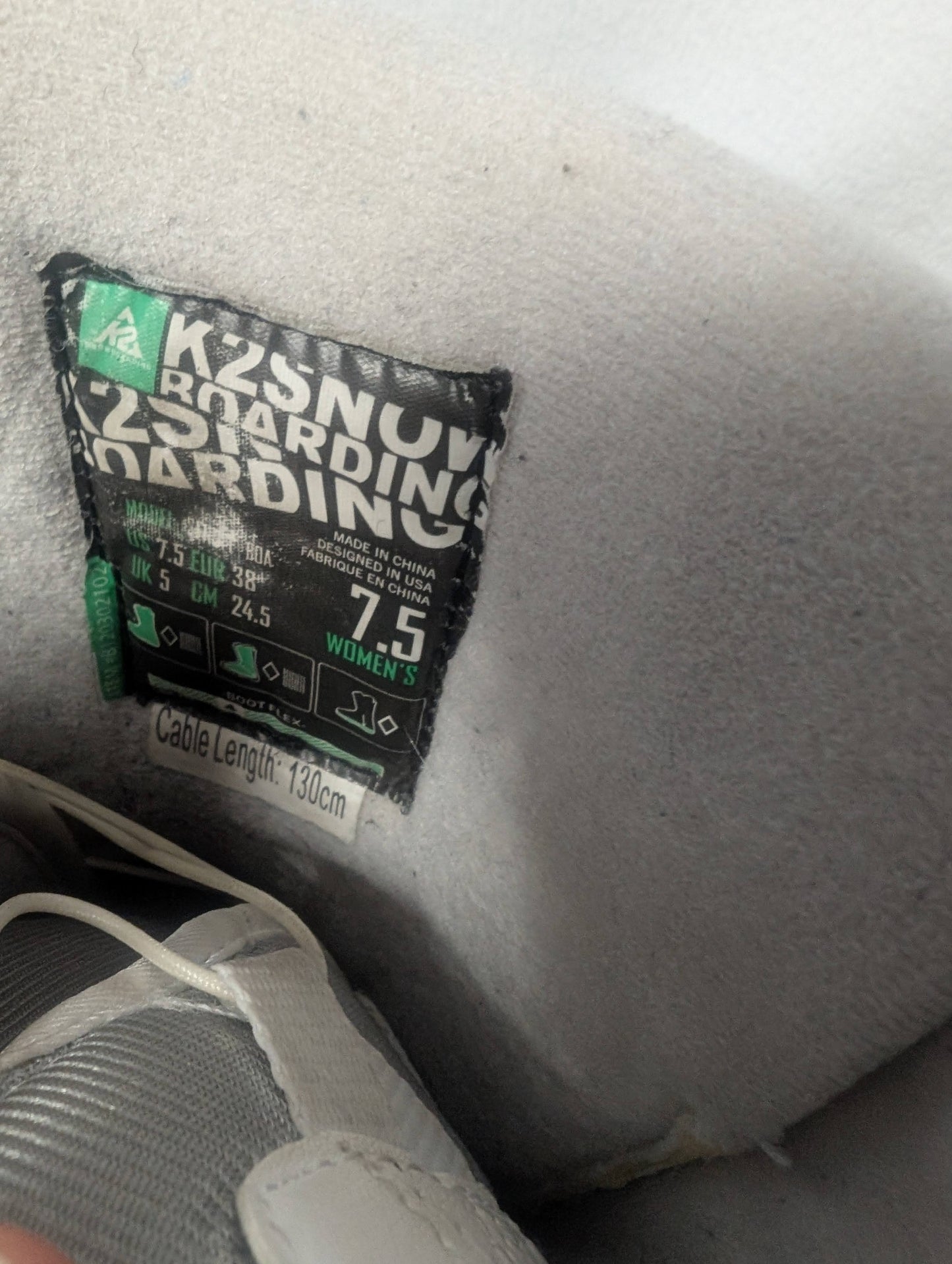 K2 Sendit Boa Snowboard Boots Size 7.5 White Used