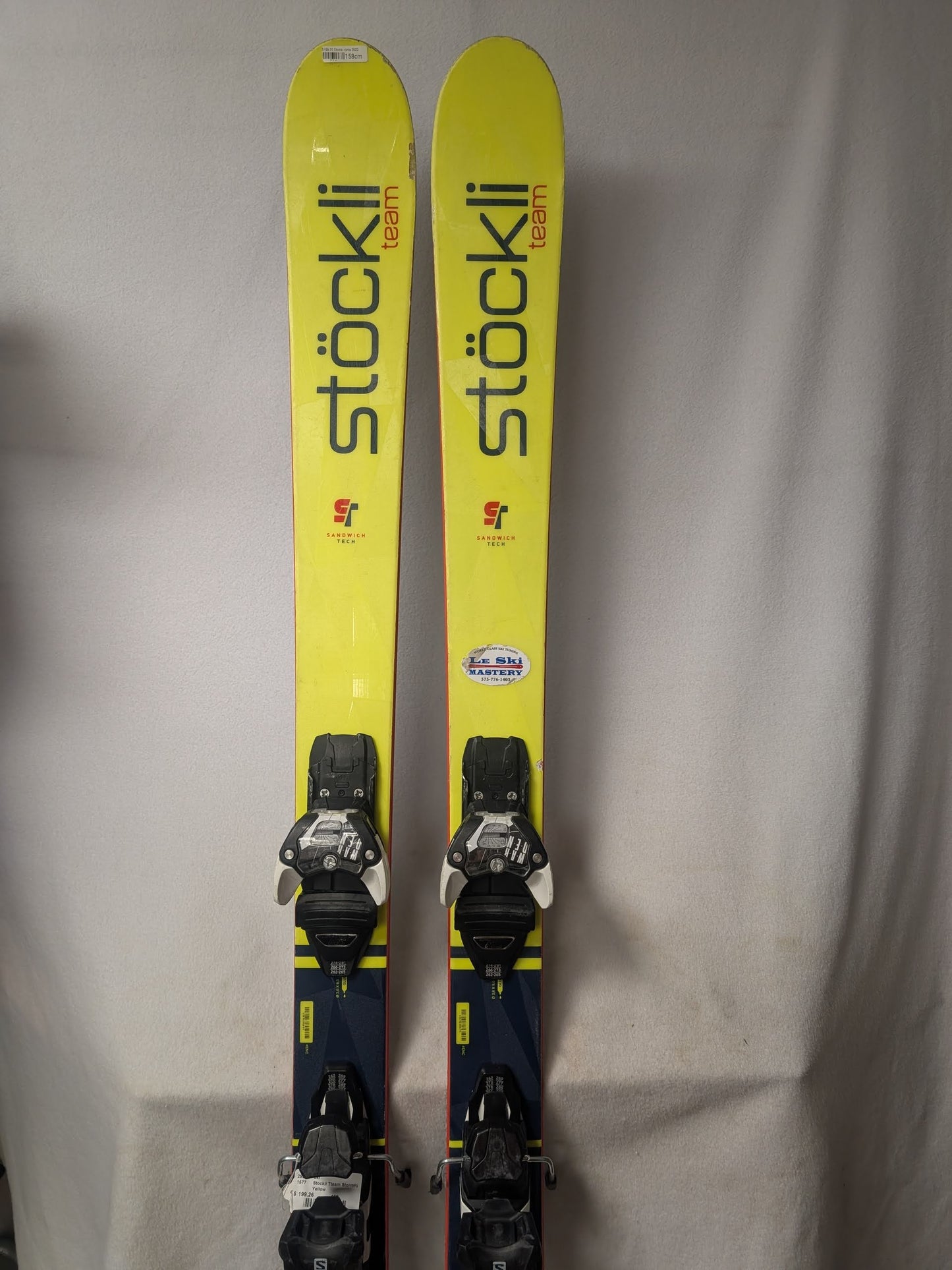 Stockli Team 85 Skis Salomon Warden 11 Bindings 158 cm Yellow Used