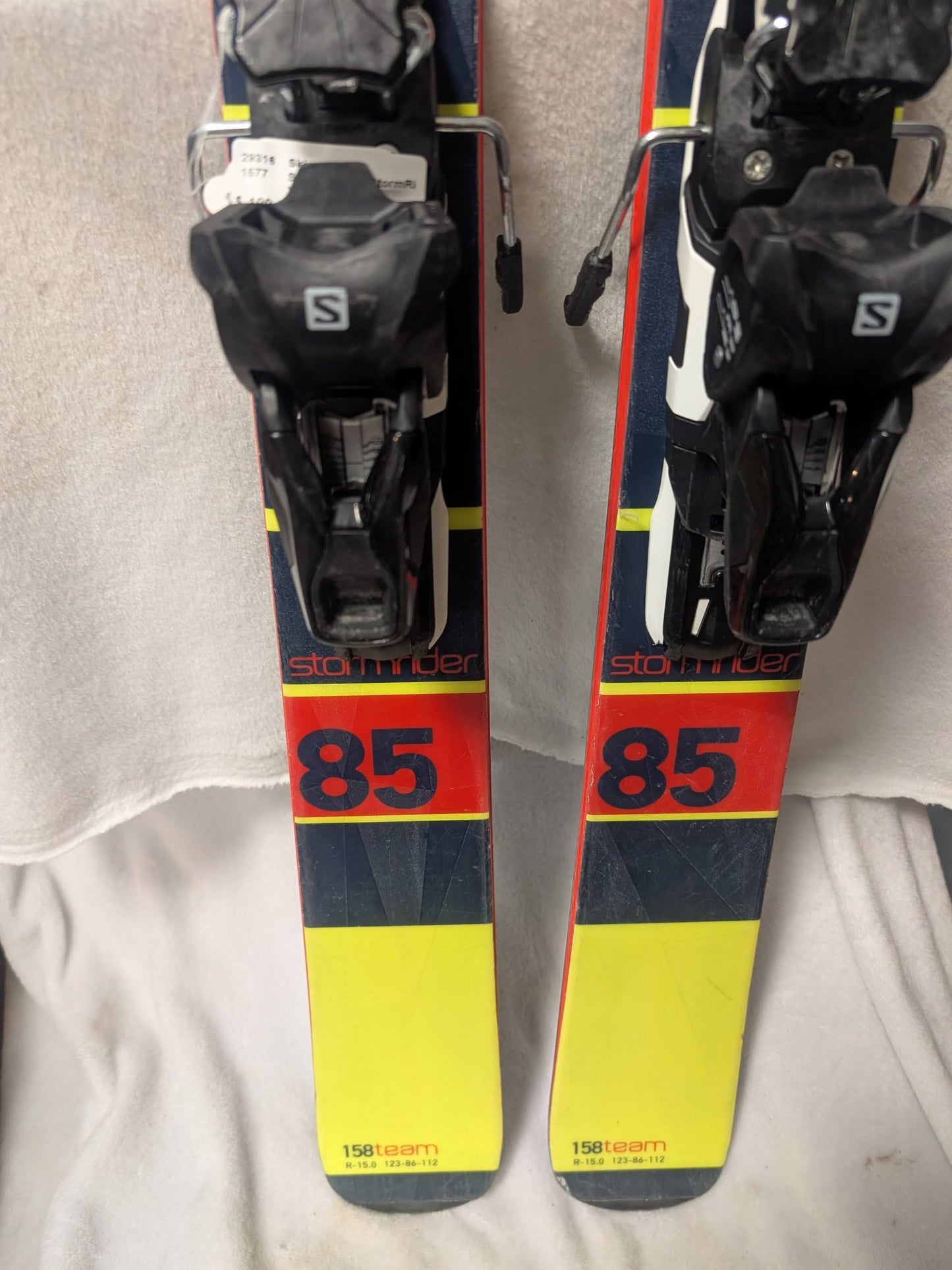 Stockli Team 85 Skis Salomon Warden 11 Bindings 158 cm Yellow Used