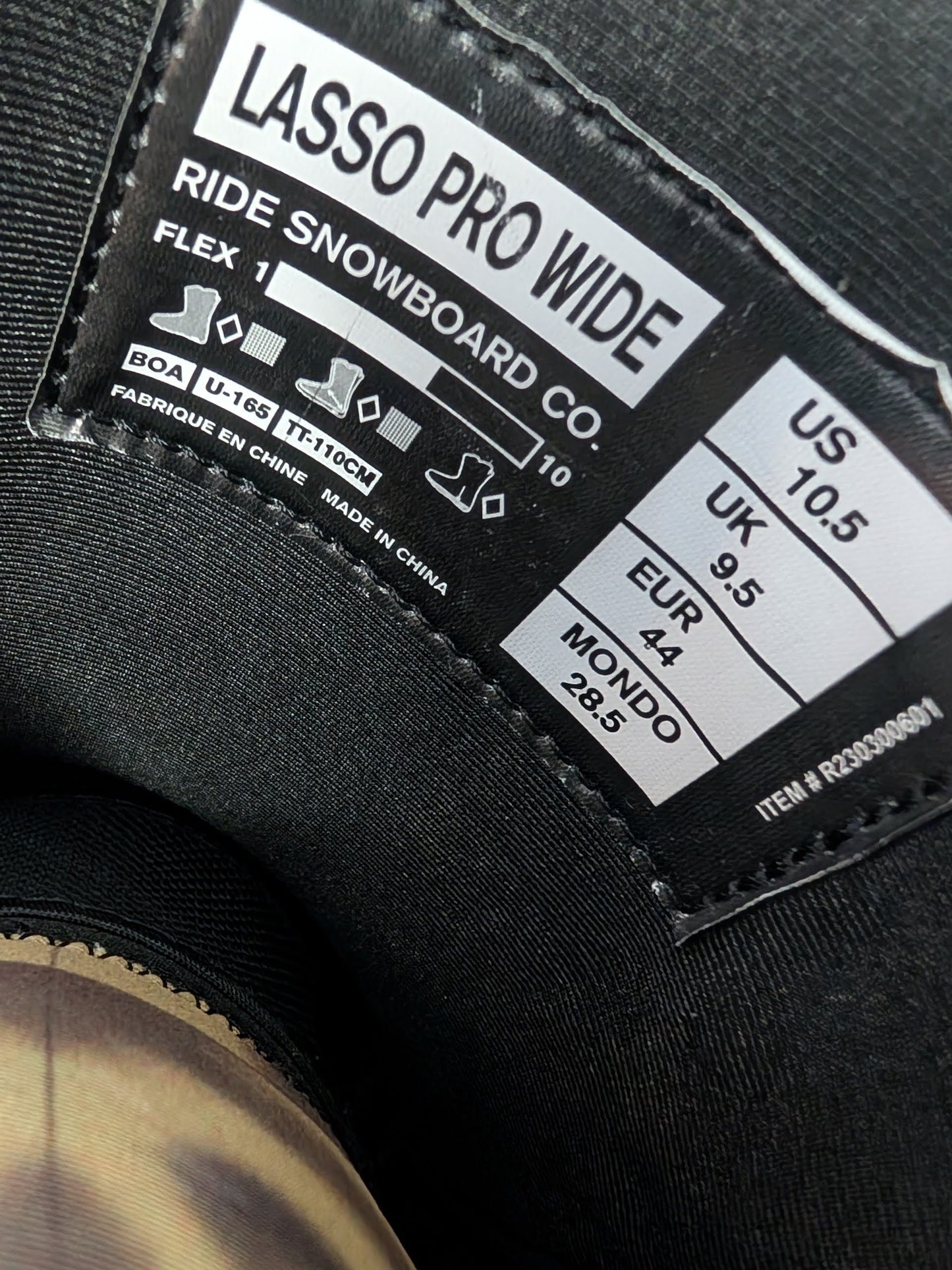 Ride BOA Lasso Pro Snowboard Boots Size 10.5 Color Black Condition Used