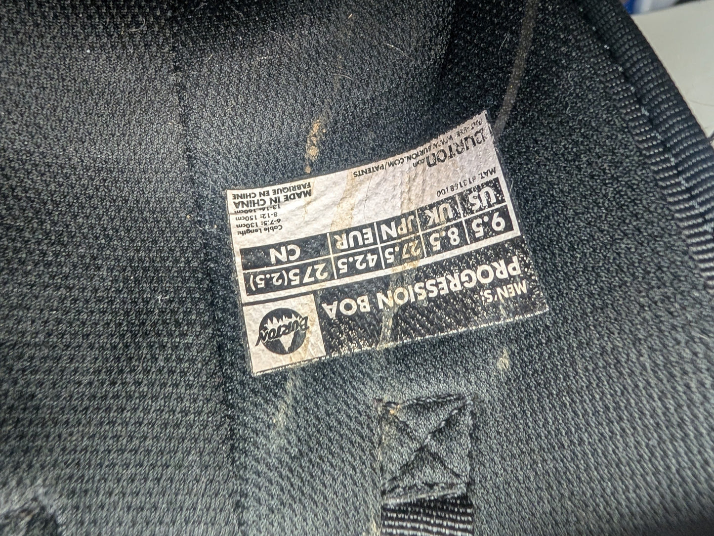 Burton Boa Progression Snowboard Boots Size 9.5 Black Used