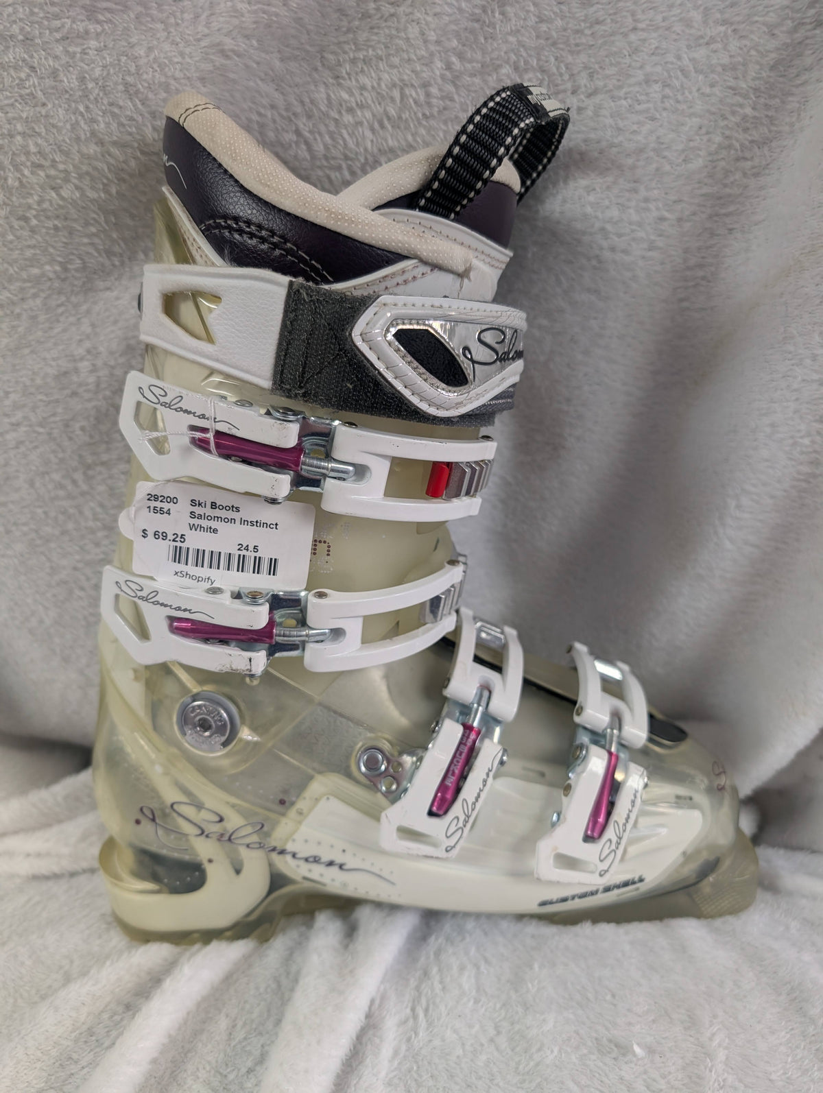 Salomon Instinct 100 CS Ski Boots Size 24.5 Color White Condition Used