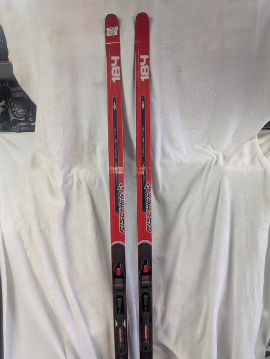 Fischer Cross Country Nordic Cruising XC Skis SNS Pilot Bindings Size 184 cm Red Used