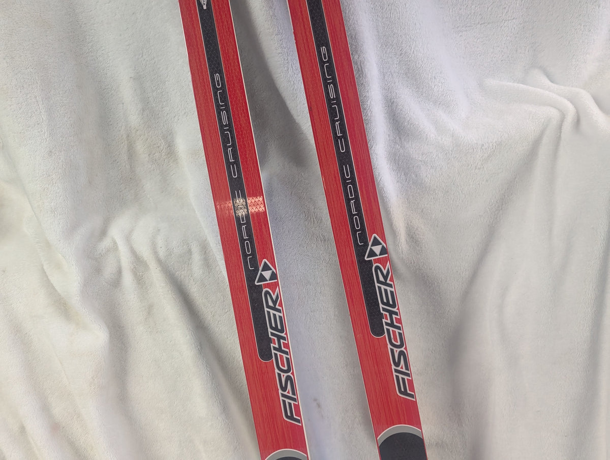 Fischer Cross Country Nordic Cruising XC Skis SNS Pilot Bindings Size 184 cm Red Used