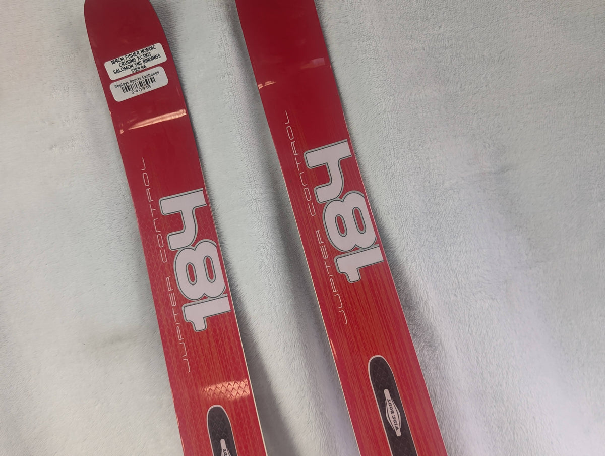 Fischer Cross Country Nordic Cruising XC Skis SNS Pilot Bindings Size 184 cm Red Used