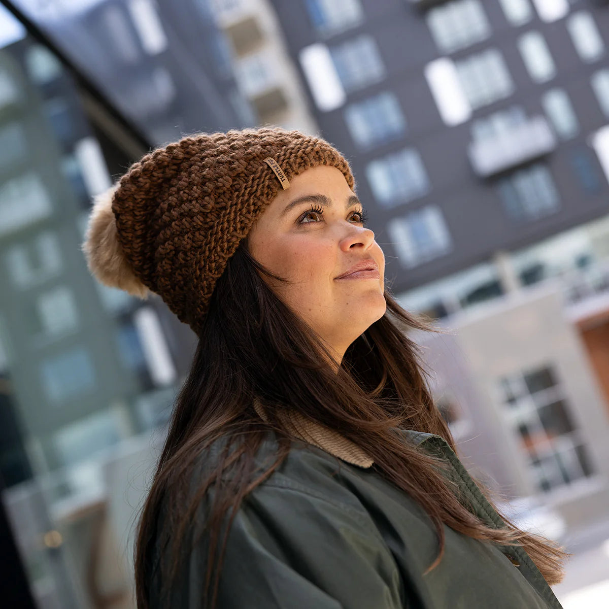 Turtle fur Snowfall Pom Faux Fur Beanie Size Adult New Hat