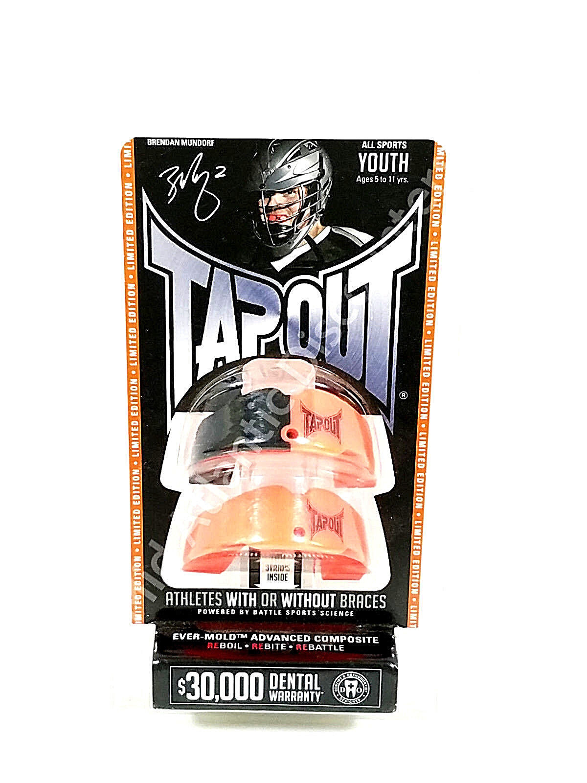 Battle Tap Out Mouthguard 2-Pack Orange/Black and Orange Youth New