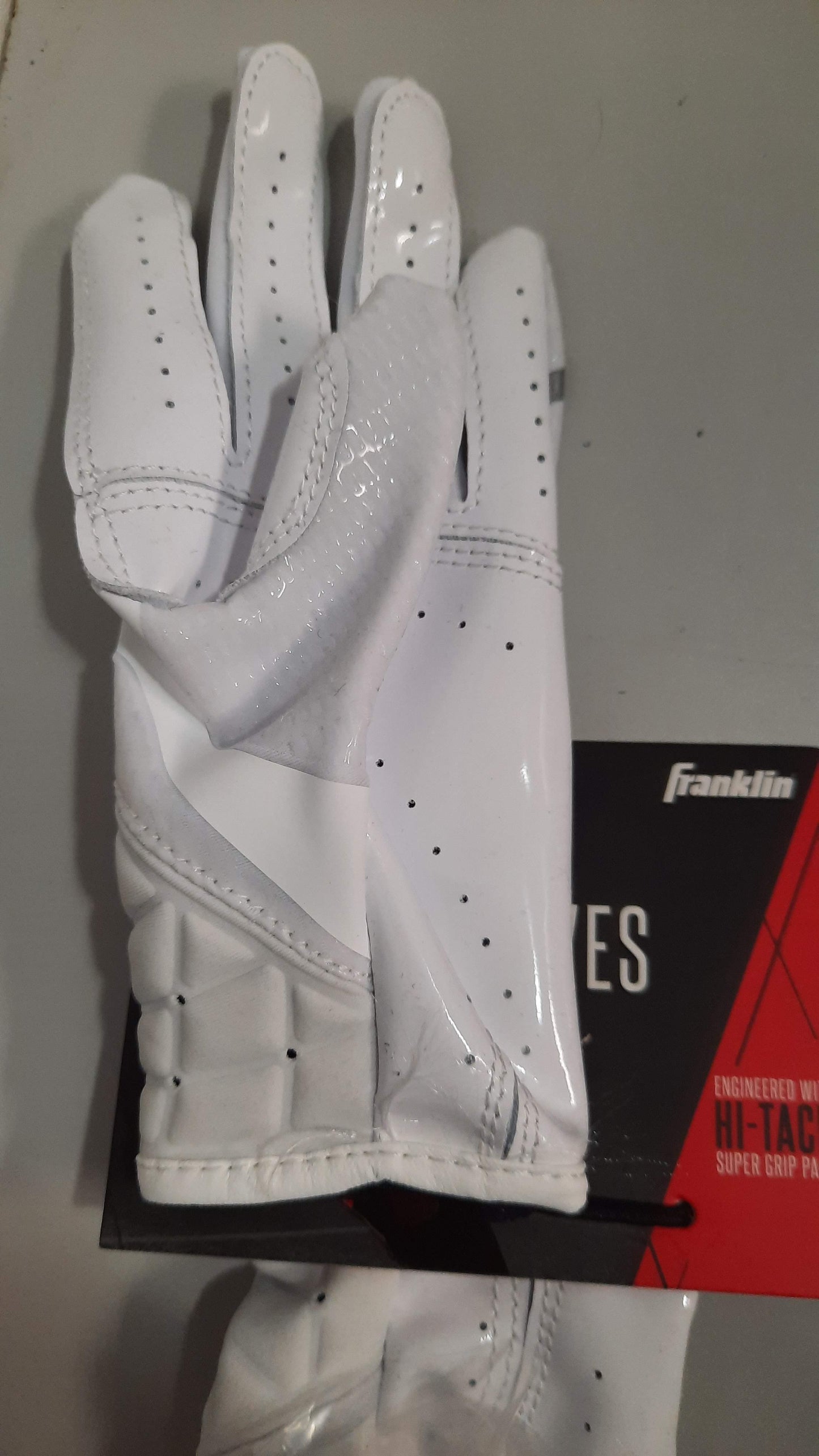 Franklin Receiver Football Gloves 1 Pair Stick Size Youth Small White New