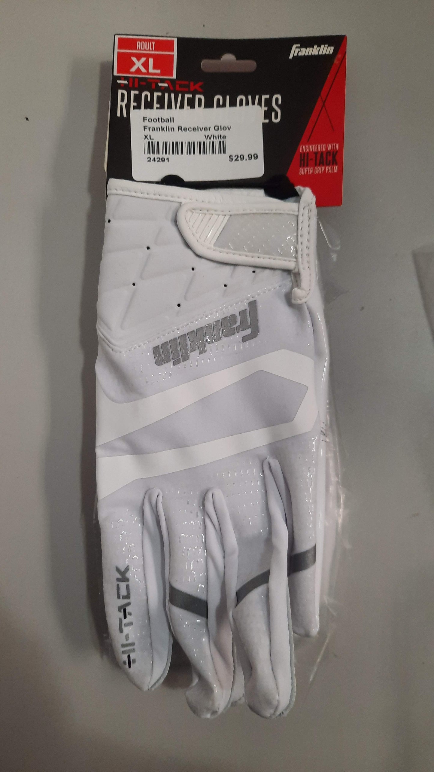 Franklin Receiver Football Gloves 1 Pair Stick Size XL White New