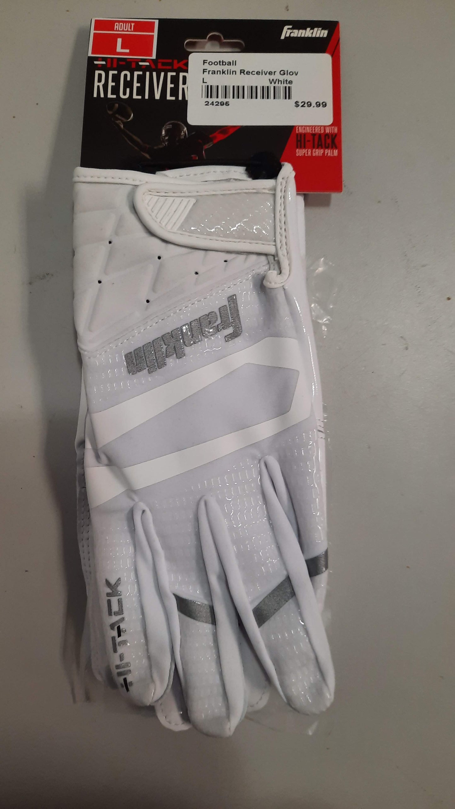 Franklin Receiver Football Gloves 1 Pair Stick Size L White New