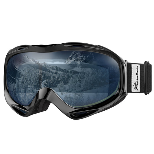 OutdoorMaster OTG XS Ski Goggles Adult Size Black Frame Light Blue Lens NEW