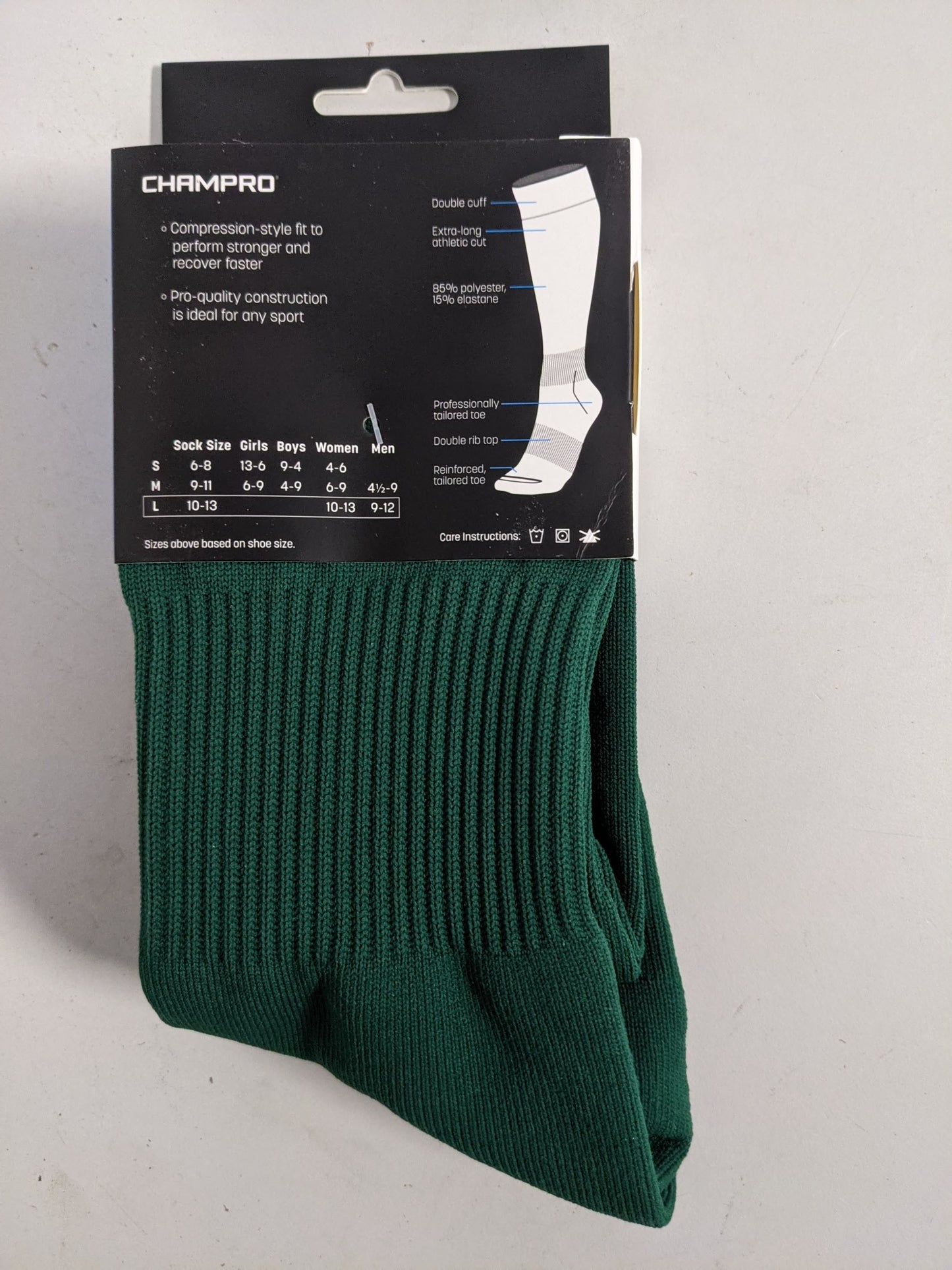 Champro Athletic Socks Size Large Color Forest Green Multi-Sport Condition New
