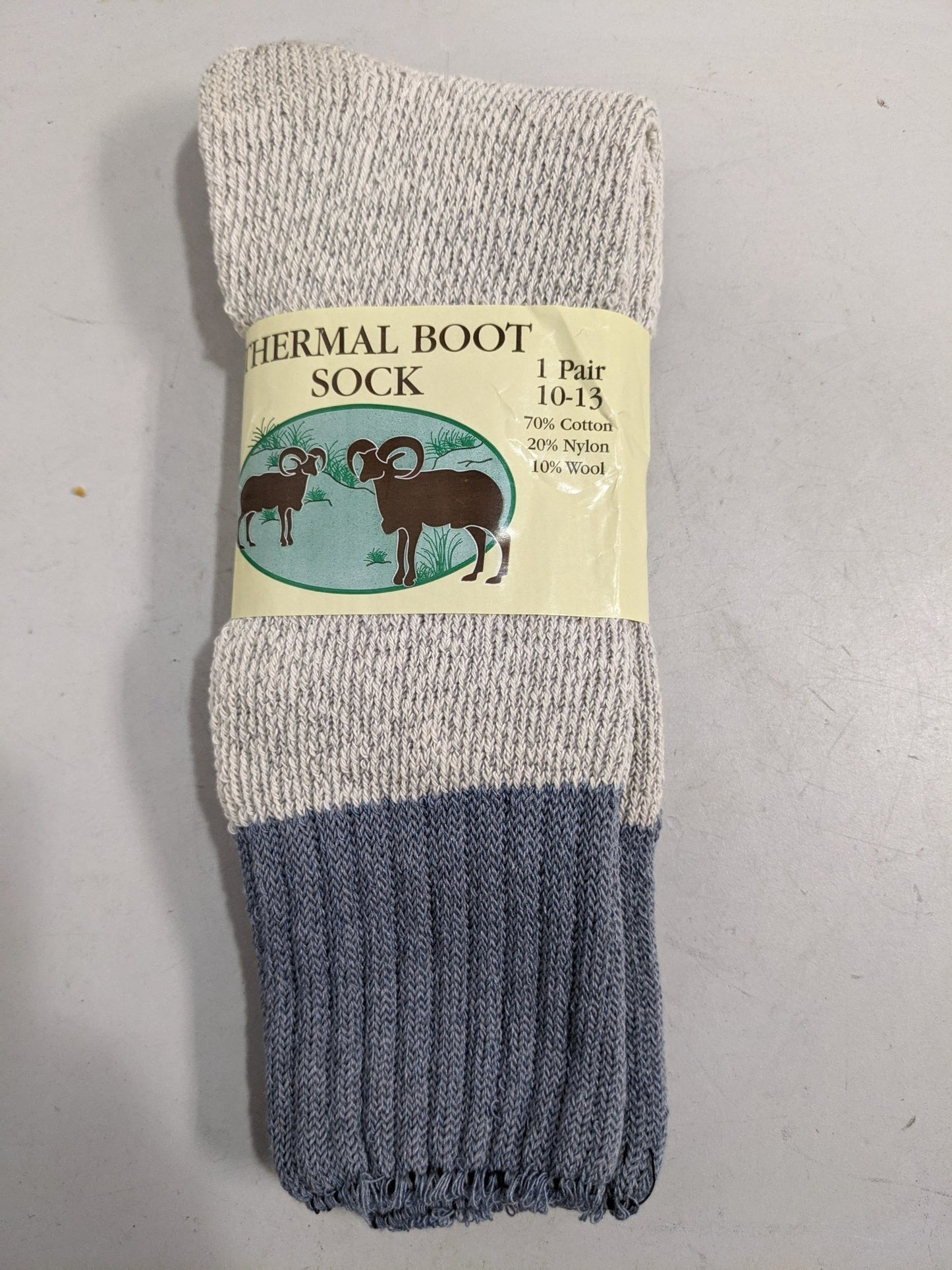 Thermal Boot Sock Size 10-13 70% Cotton, 20% Nylon, 10% Wool, Gray New