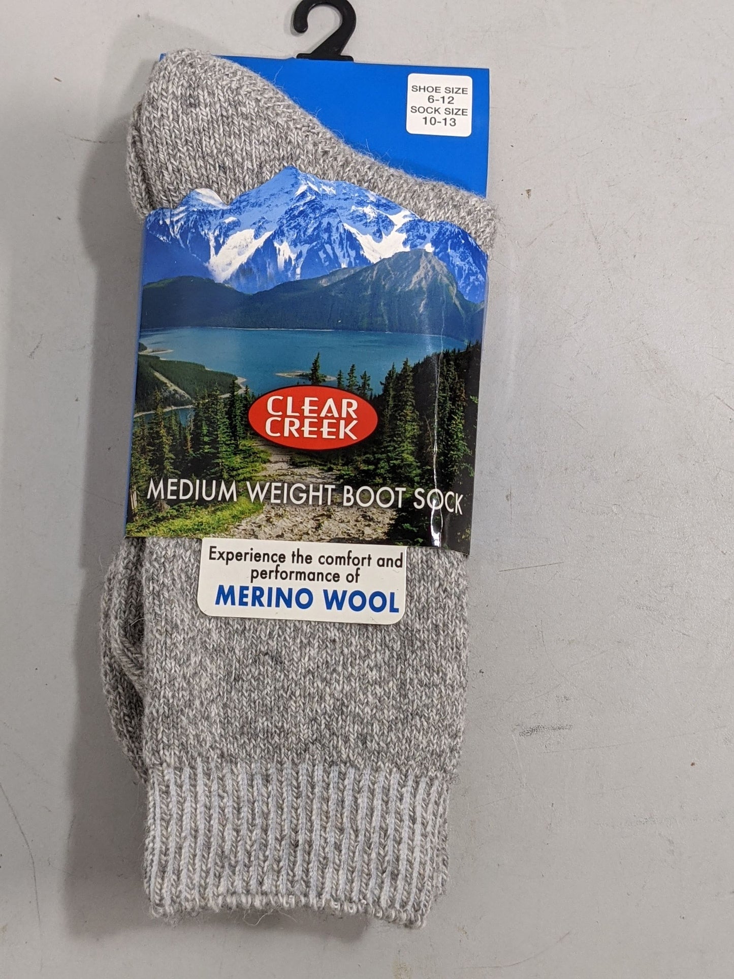 Clear Creek Merino Wool Medium Weight Boot Socks shoe size 6-12  New