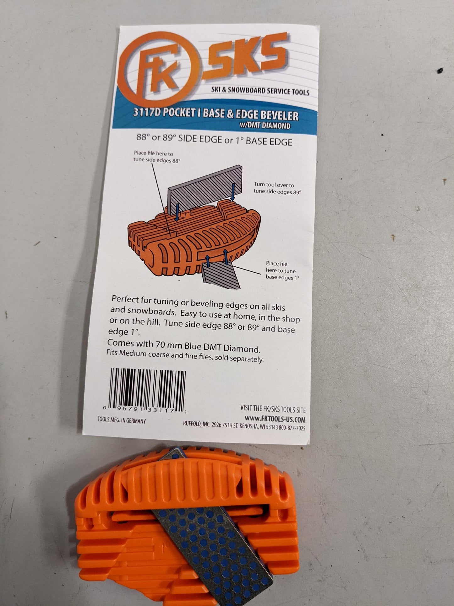 SKS 3117D Pocket Base & Edge Beveler Hand Held Orange New