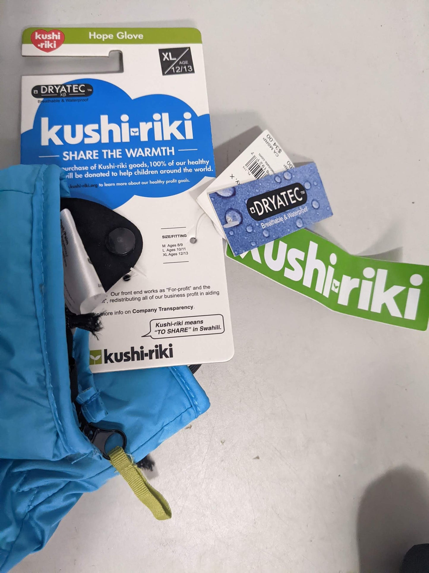 Kushi Riki  Hope Gloves Youth XL Blue NEW