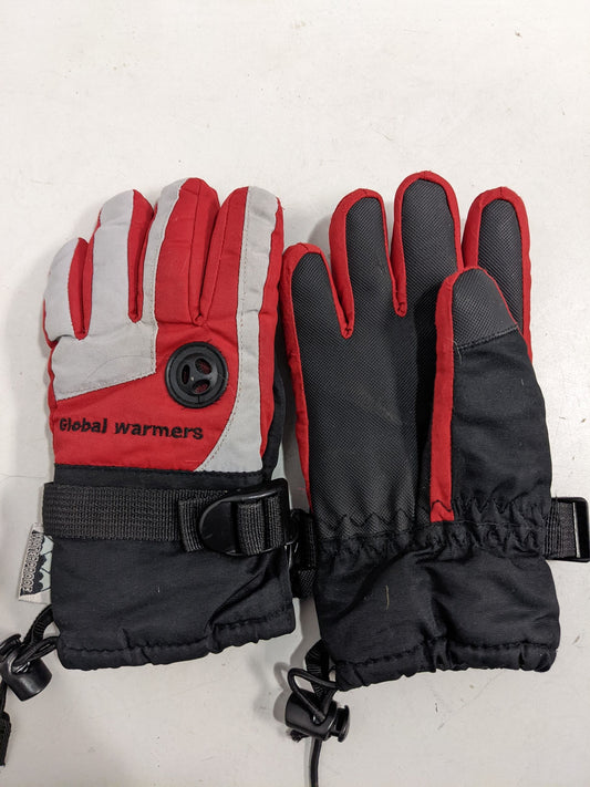 Global Warmers Youth Insulated Winter Gloves Size Youth 2-4 Years Red Used