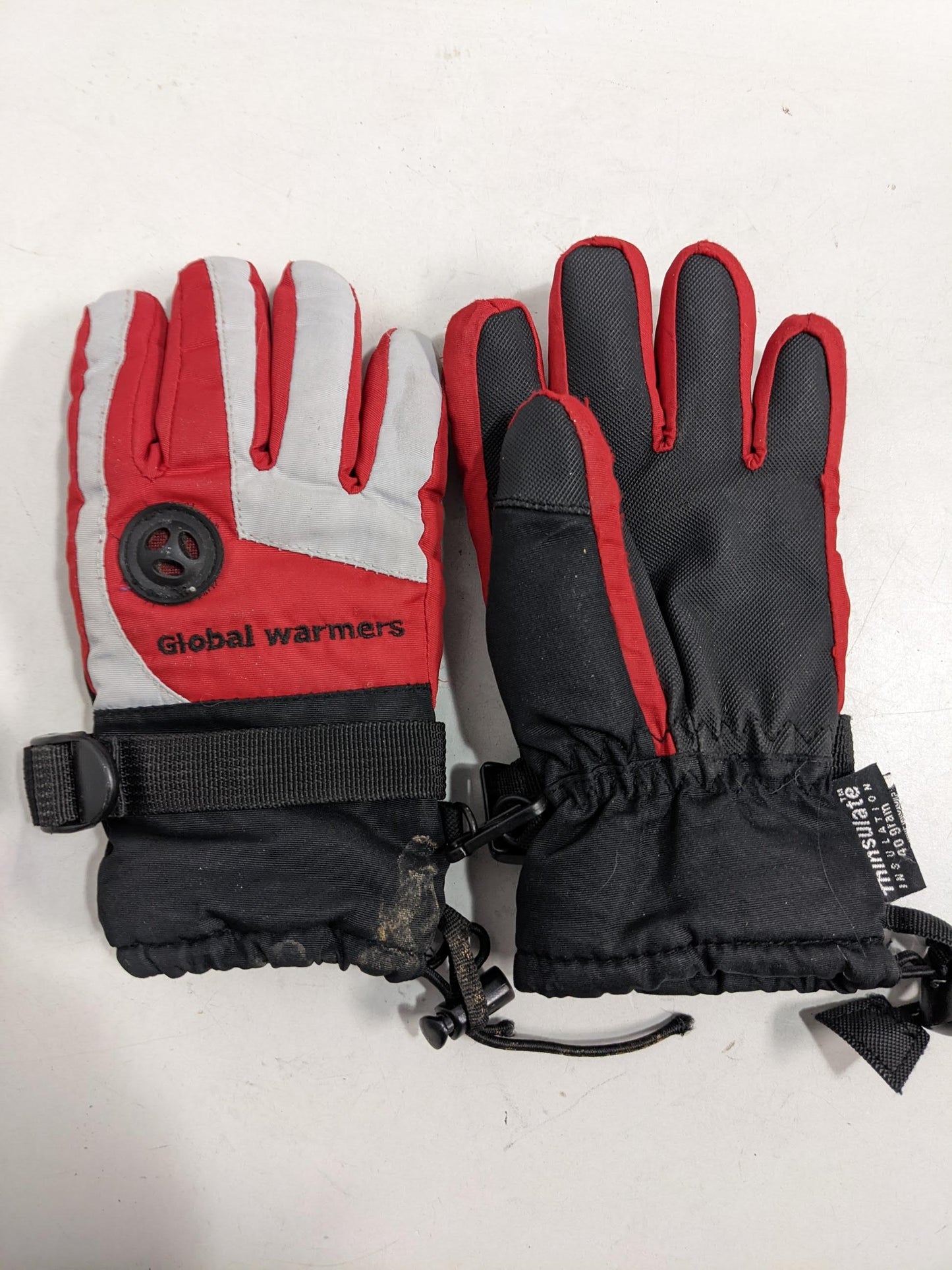 Global Warmers Youth Insulated Winter Gloves Size Youth 2-4 Years Red Used